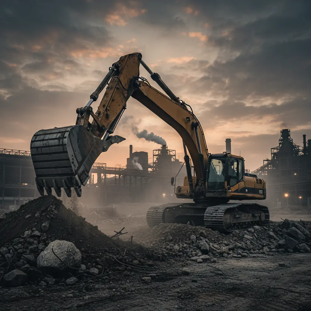 Heavy excavator digging