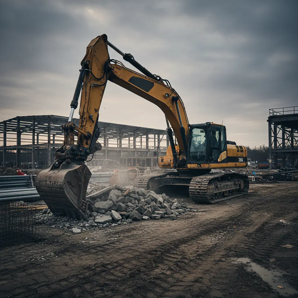 Excavator on construction site