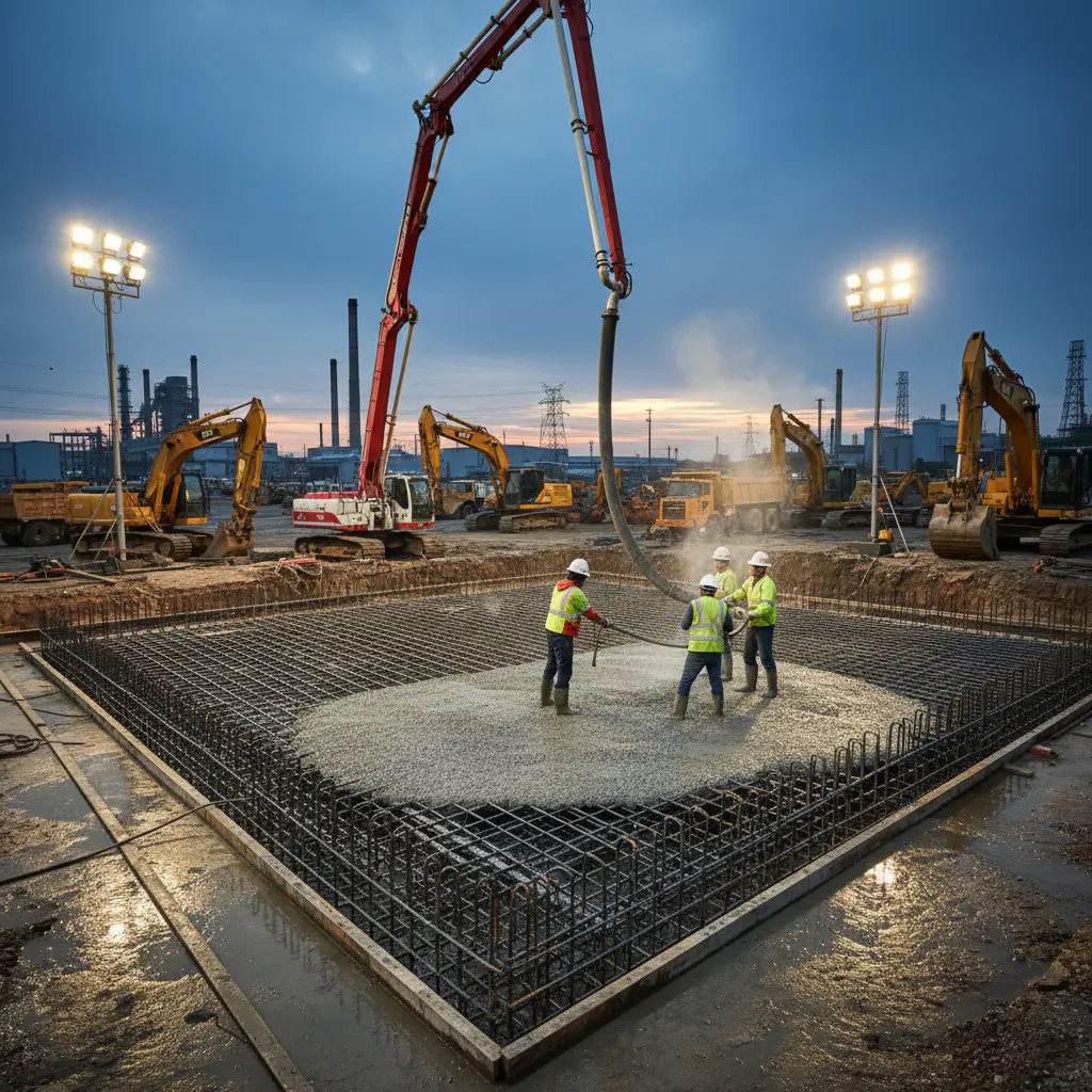 Concrete foundation pouring